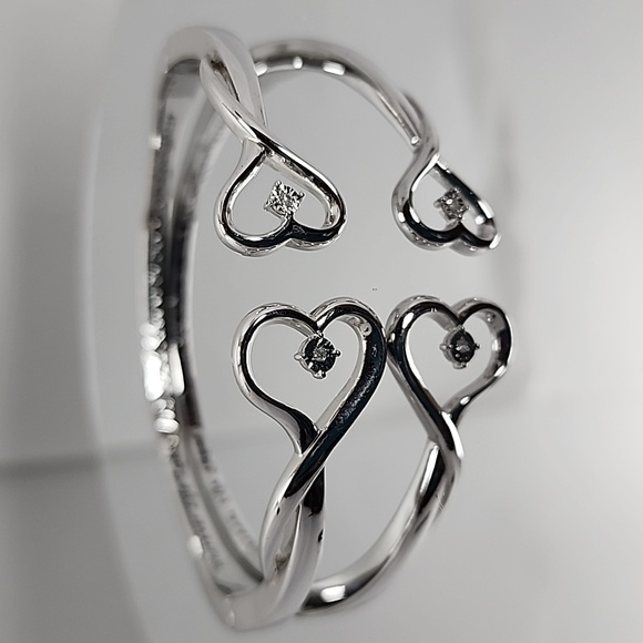 Silver Double Heart 💕 Granddaughter Diamond 💎 Bracelet - Picture 6 of 9